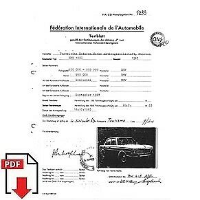 1963 BMW 1800 FIA homologation form PDF download